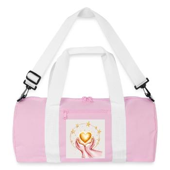 Golden heart in the protection of the hands - Recycled Duffel Bag - pink/white - Front