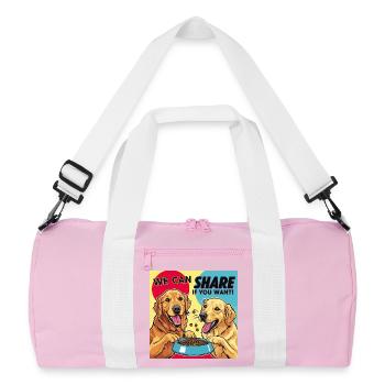 Comic Dogs - We Can Share If You Want - Recycelte Duffel Bag - Rosa/Weiß - Vorne