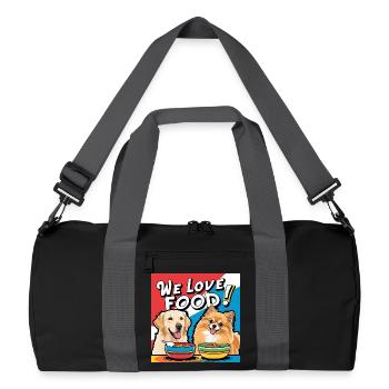 Chiens comiques - Nous aimons la nourriture - Sac de sport recyclé - noir/gris graphite - Devant