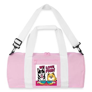 Chiens comiques - Nous aimons la nourriture - Sac de sport recyclé - rose/blanc - Devant