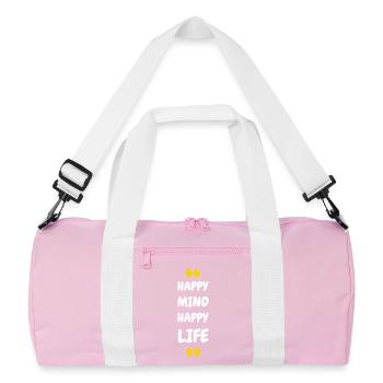 Happy Mind, Happy Life - Recycled Duffel Bag - pink/white - Front