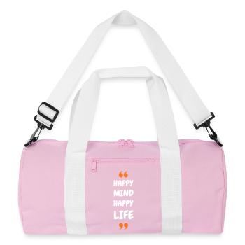 Happy Mind, Happy Life - Recycled Duffel Bag - pink/white - Front