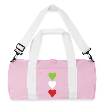 Woman Life Freedom Human Rights Used Look Hearts - Recycled Duffel Bag - pink/white - Front