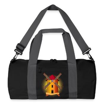 goldene Windmühle mit strahlendem Hintergrund - Recycelte Duffel Bag - Schwarz/Graphitgrau - Vorne