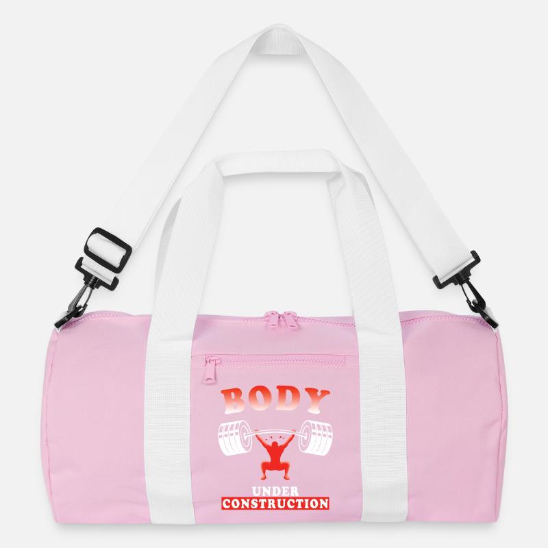 Body Under Construction - text for Bodybuilders Recycled Duffel Bag