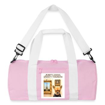 Nur schauen, nicht anfassen - Just Look Dont Touch - Recycelte Duffel Bag - Rosa/Weiß - Vorne