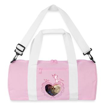 Mignonne petite sorcière volant avec un balai - Sac de sport recyclé - rose/blanc - Devant