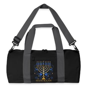 chandelier de Hanoukka doré avec deux colombes - Sac de sport recyclé - noir/gris graphite - Devant