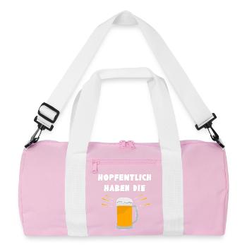 Hopfentlich haben die Bier - lustiger Wortwitz - Recycelte Duffel Bag - Rosa/Weiß - Vorne