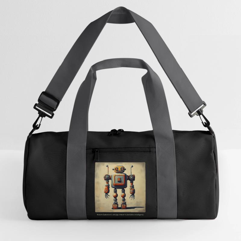 spruch statement roboter intelligenz retro nerd lo Recycelte Duffel Bag