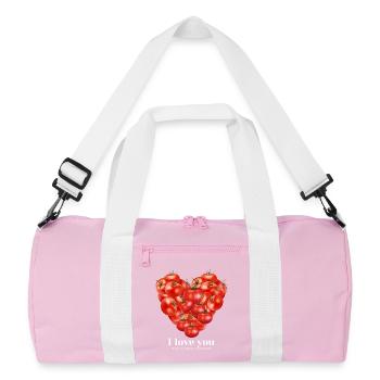 I love you from my head tomatoes red heart - Recycled Duffel Bag - pink/white - Front