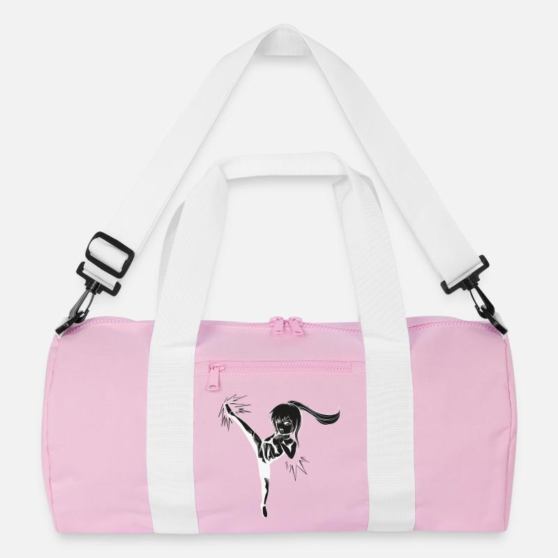 Chibi Girl with kick - white Recycled Duffel Bag