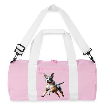Staffy Origami 3D geometrischer Hund - Recycelte Duffel Bag - Rosa/Weiß - Vorne