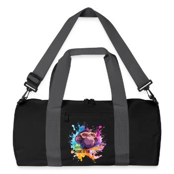 Musik ist der Monkey Wortwitz - Recycelte Duffel Bag - Schwarz/Graphitgrau - Vorne