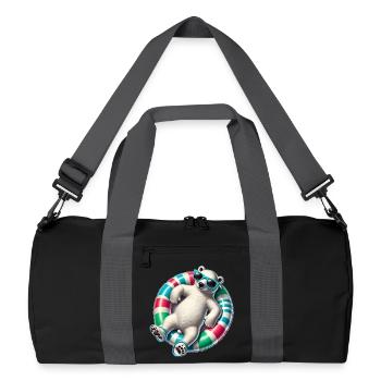 A relaxed polar bear on a swimming ring - Recycled Duffel Bag - black/graphite grey - Front