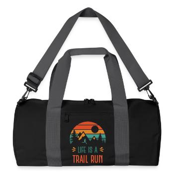 Das Leben ist ein Trailrun - Recycelte Duffel Bag - Schwarz/Graphitgrau - Vorne