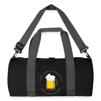 Nich lang schnacken – Tasse im Nacken - Recycelte Duffel Bag - Schwarz/Graphitgrau - Vorne