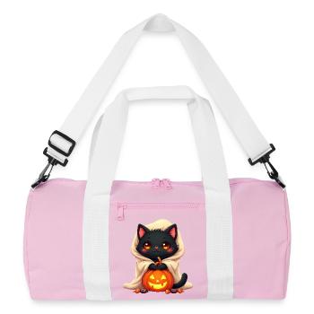 Chat d’Halloween avec citrouille d’Halloween - Sac de sport recyclé - rose/blanc - Devant
