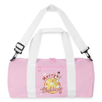 Merry Christmas English with Snowmen - Recycled Duffel Bag - pink/white - Front