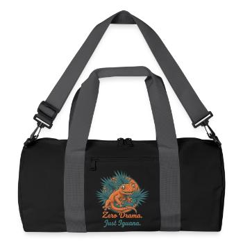 Null Drama, Nur Leguan - Recycelte Duffel Bag - Schwarz/Graphitgrau - Vorne