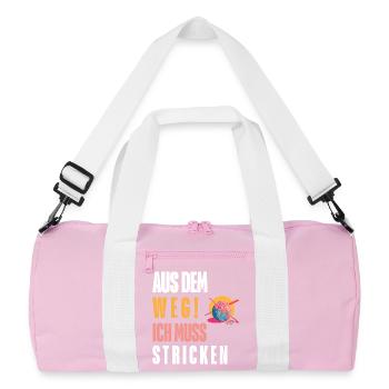 Aus dem Weg Ich Muss Stricken!  Personalisierbar - Recycelte Duffel Bag - Rosa/Weiß - Vorne