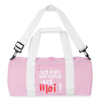50% Papa, 50% Maman 100% Moi - Sac de sport recyclé - rose/blanc - Devant