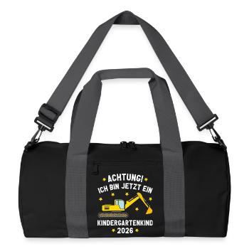 I'm Now A Kindergarten Kid 2026 Excavator - Recycled Duffel Bag - black/graphite grey - Front
