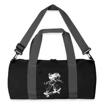Skateboarding Girl Drawing - Recycled Duffel Bag - black/graphite grey - Front