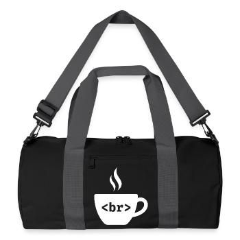 Coffee Break – Witziges HTML Tag Design - Recycelte Duffel Bag - Schwarz/Graphitgrau - Vorne