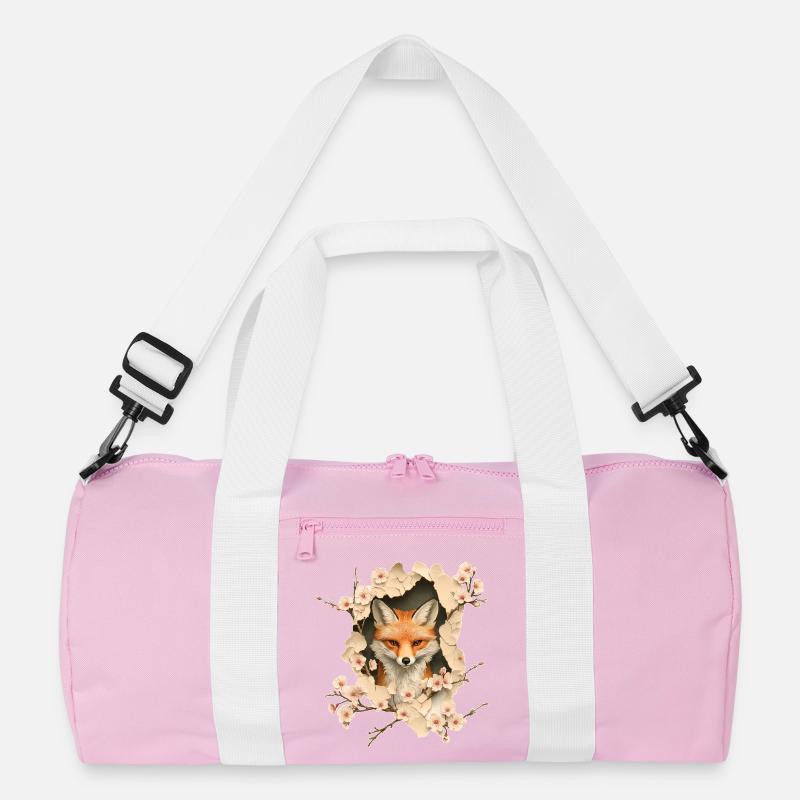 Fuchs mit Kirschblüten Recycelte Duffel Bag