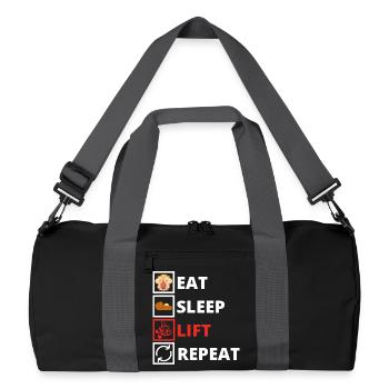 Eat Sleep Lift Repeat - Recycelte Duffel Bag - Schwarz/Graphitgrau - Vorne