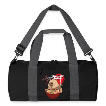 Wasserschwein Isst Ramen Suppe Niedlich Lustig - Recycelte Duffel Bag - Schwarz/Graphitgrau - Vorne