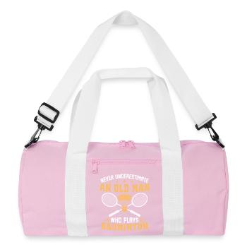 never underestimate an old man who plays badminton - Sac de sport recyclé - rose/blanc - Devant