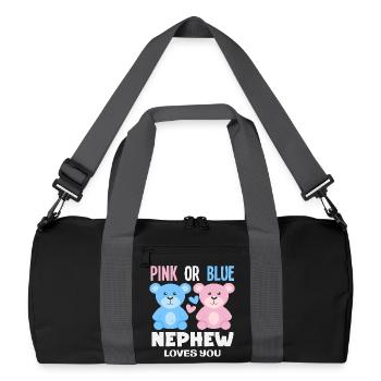 Pink Oder Blau Neffe Liebt Dich - Recycelte Duffel Bag - Schwarz/Graphitgrau - Vorne
