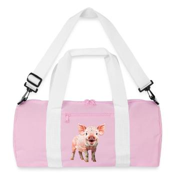 Ferkel - Recycelte Duffel Bag - Rosa/Weiß - Vorne