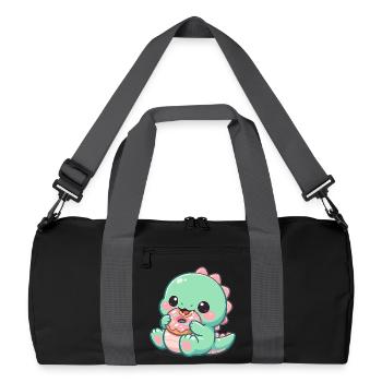 Little dino snacking donut - Recycled Duffel Bag - black/graphite grey - Front