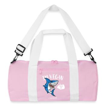 Vegetarian shark - vegetarian - humor / funny - Recycled Duffel Bag - pink/white - Front