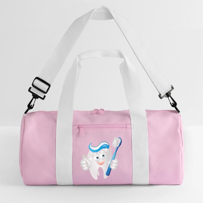 radiant white tooth with toothpaste as a comic Recycled Duffel Bag