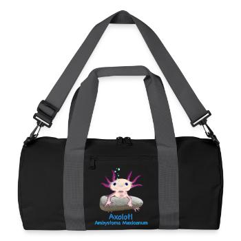 Iconic Axolotl Ambystoma Mexicanum Hand Drawing - Recycled Duffel Bag - black/graphite grey - Front