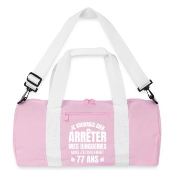 anniversaire 77 ans, anniversaire - Sac de sport recyclé - rose/blanc - Devant