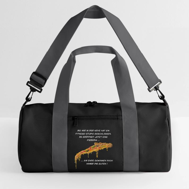 Fitness Studio oder Pizzeria - Pizza gewinnt immer Recycelte Duffel Bag