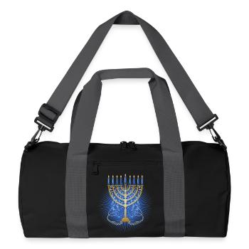 beautiful gold-colored Hanukkah candlestick with doves - Recycled Duffel Bag - black/graphite grey - Front
