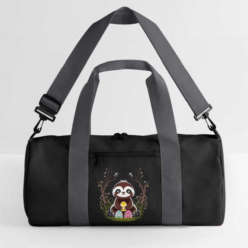 Easter Sloth with Easter Eggs in Spring Recycled Duffel Bag