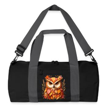 schöne Eule, gestaltet aus verschiedenen Blättern - Recycelte Duffel Bag - Schwarz/Graphitgrau - Vorne
