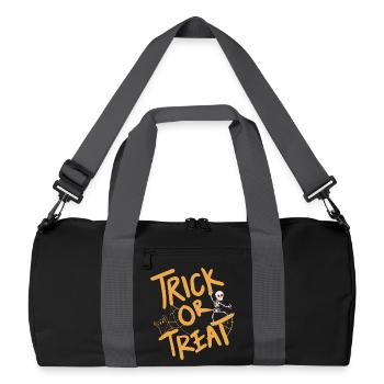Kreatives Halloween-Design mit Kürbis und Skelett - Recycelte Duffel Bag - Schwarz/Graphitgrau - Vorne