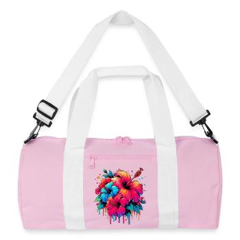Hibiscus Flowers - Recycled Duffel Bag - pink/white - Front