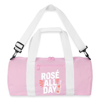 Rosé All Day Roséwein Trinkspruch Fun Wein - Recycelte Duffel Bag - Rosa/Weiß - Vorne