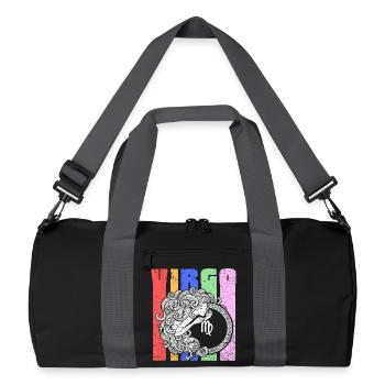 Symbole du signe du zodiaque Vierge - Mandala astrologique - Sac de sport recyclé - noir/gris graphite - Devant