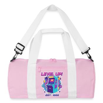Level Up 1985 – Retro Arcade Automat Design - Recycled Duffel Bag - pink/white - Front