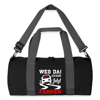 Führerschein 2026 Fahrprüfung Führerscheinprüfung - Recycelte Duffel Bag - Schwarz/Graphitgrau - Vorne